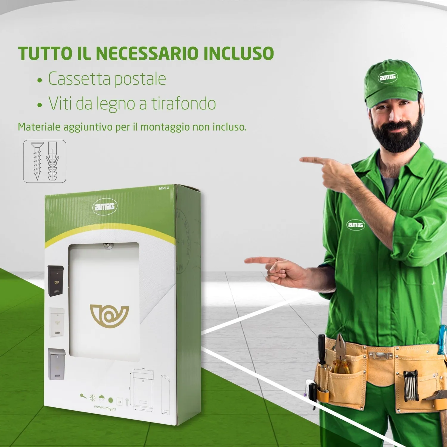 Amig cassetta lettere da esterno bianca 40x25x10 cm acciaio