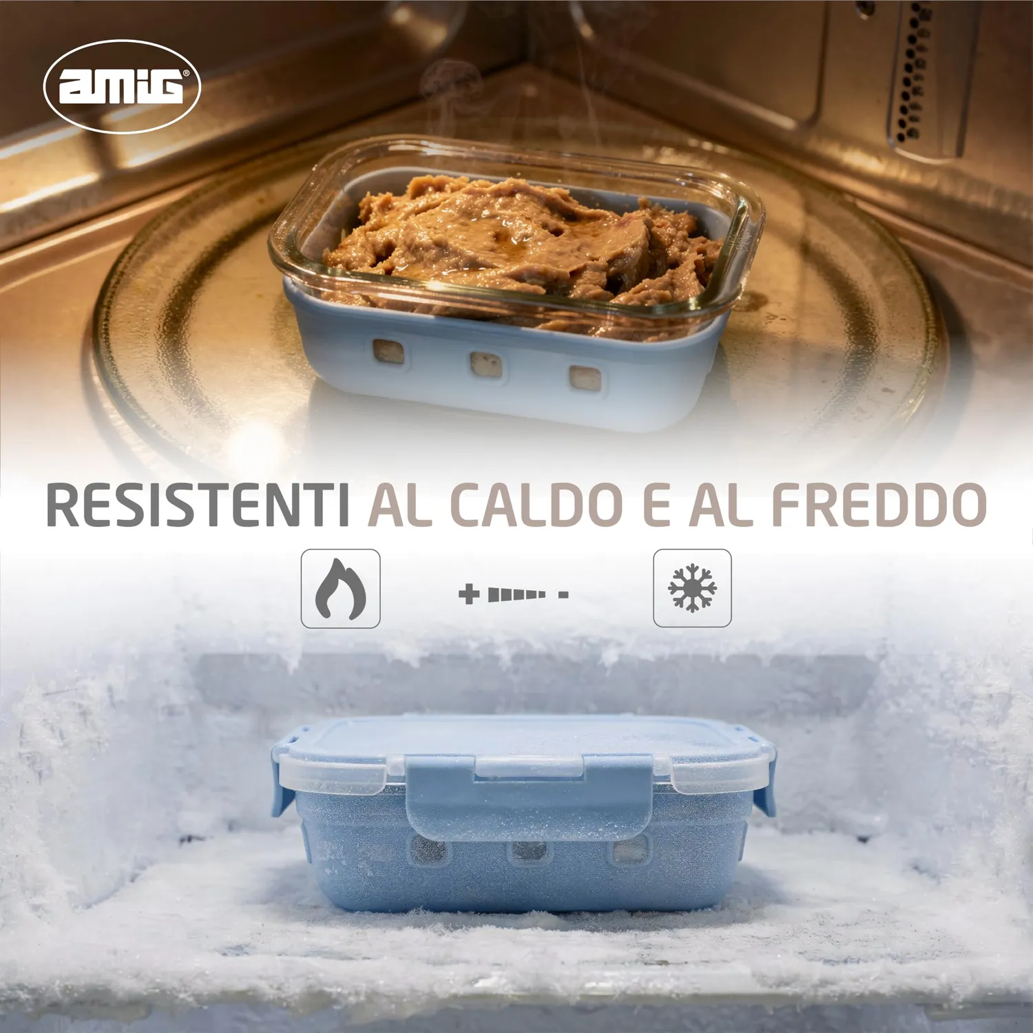Amig 800 Set 3 Contenitori Vetro Ermetici 370-1050 ml