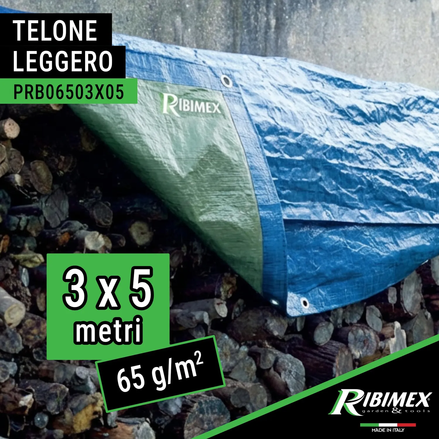 Ribimex telo protezione impermeabile 3x5 m polietilene 65g