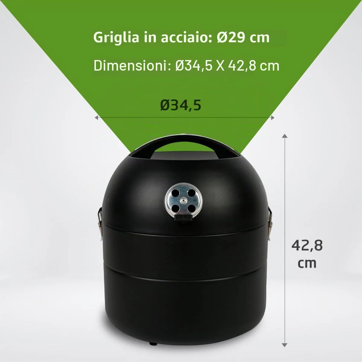 Amig Barbecue a Carbone da Tavolo Ø29 cm Nero Portatile
