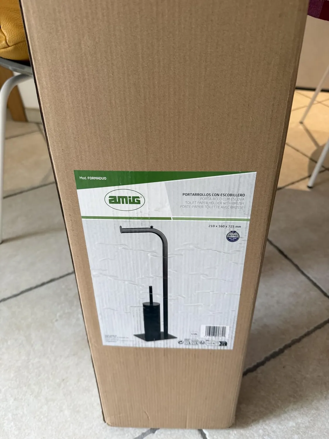 Amig Formaduo Portascopino con Portarotolo Nero