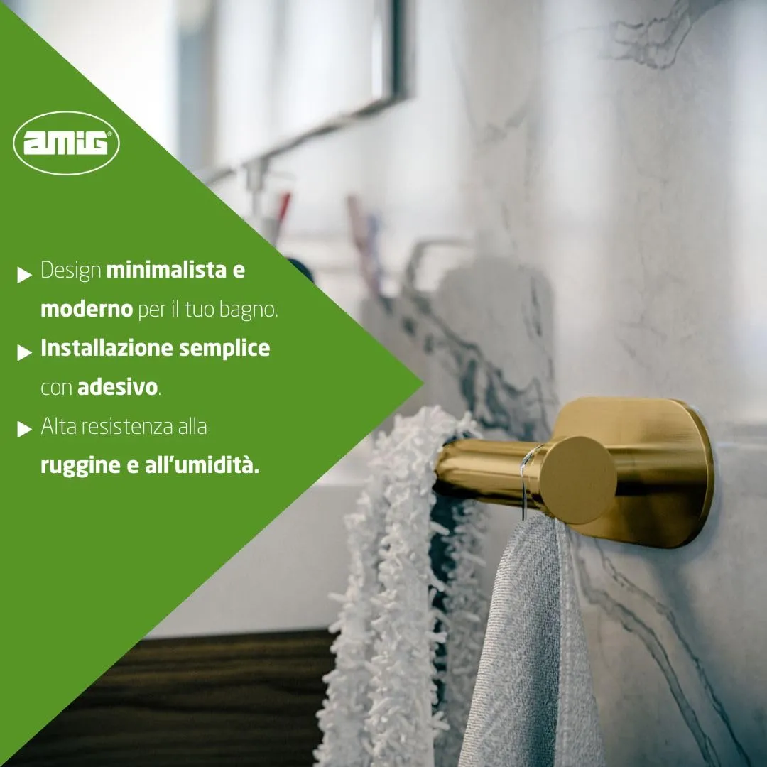 Amig Ea-5 Gancio Bagno Adesivo Oro Opaco Inox