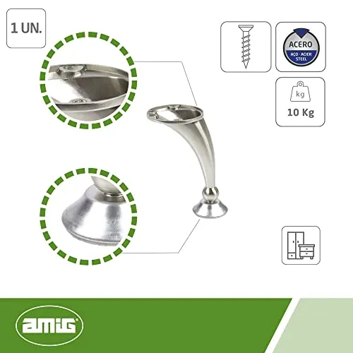Amig Mod. 13 gamba per mobile 120 mm nichel spazzolato