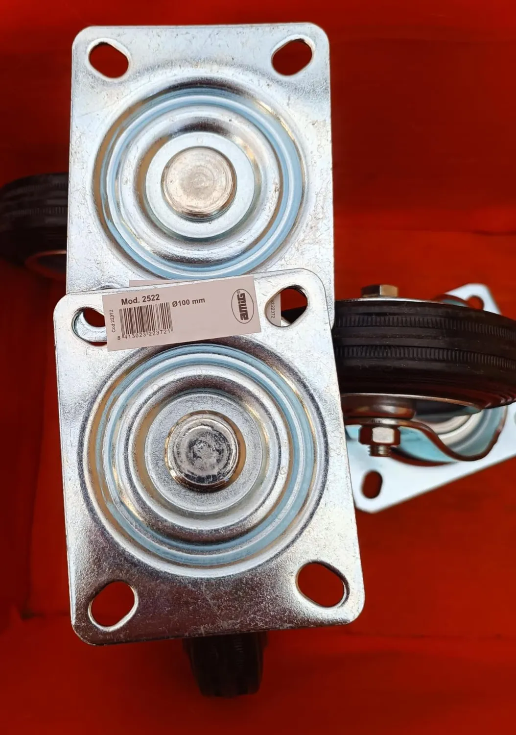 Amig set 4 ruote per mobili 100 mm gomma 90 kg