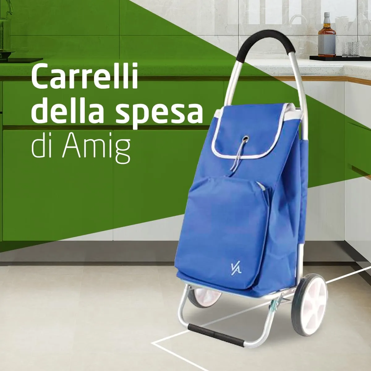 Amig Carrello Spesa 2 Ruote Blu 50L 15kg Alluminio