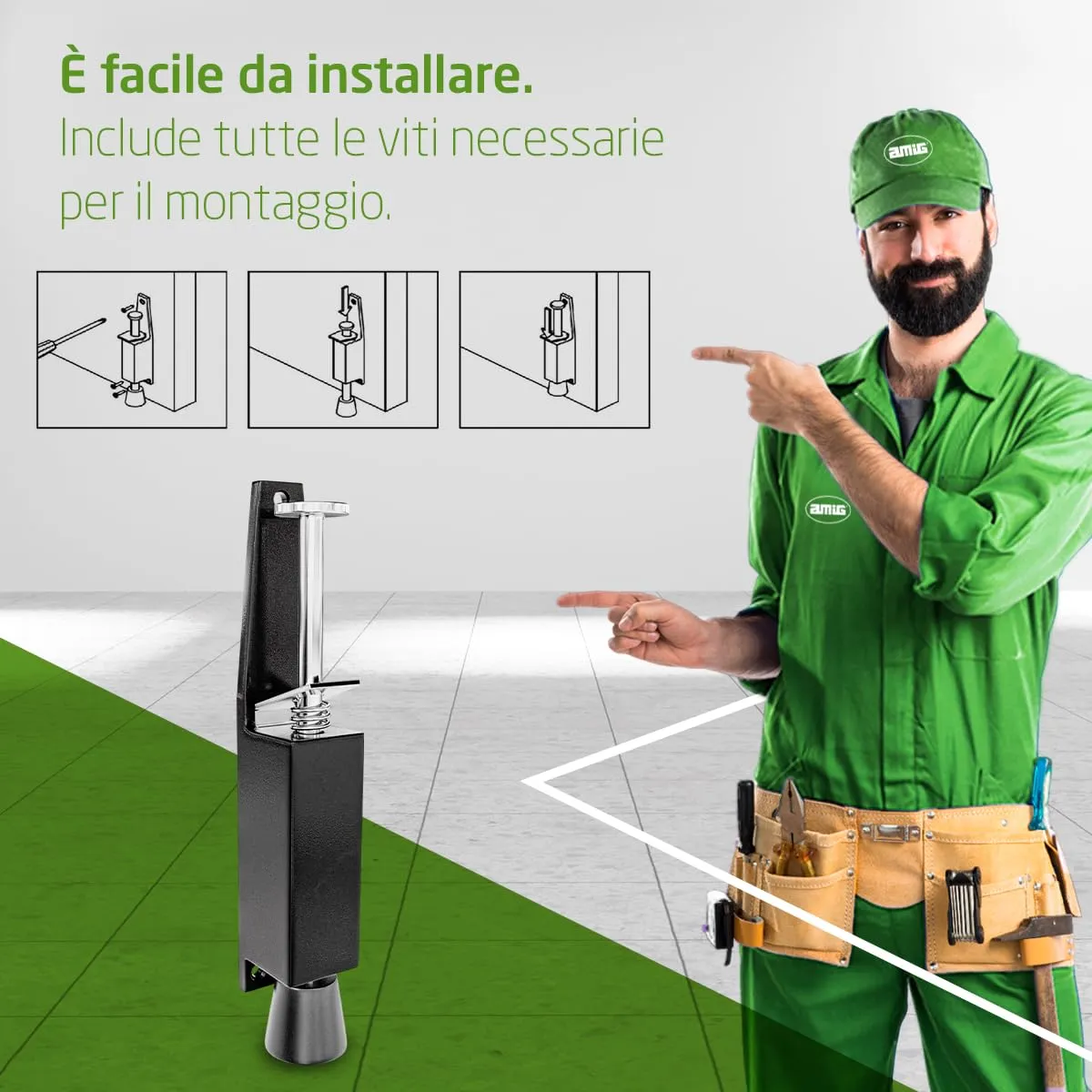 Amig Mod.11 Fermaporta a Pedale Nero 165 mm