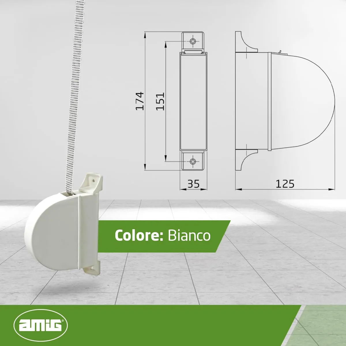 Amig Avvolgitore Tapparella Esterno Bianco Nastro 14 mm