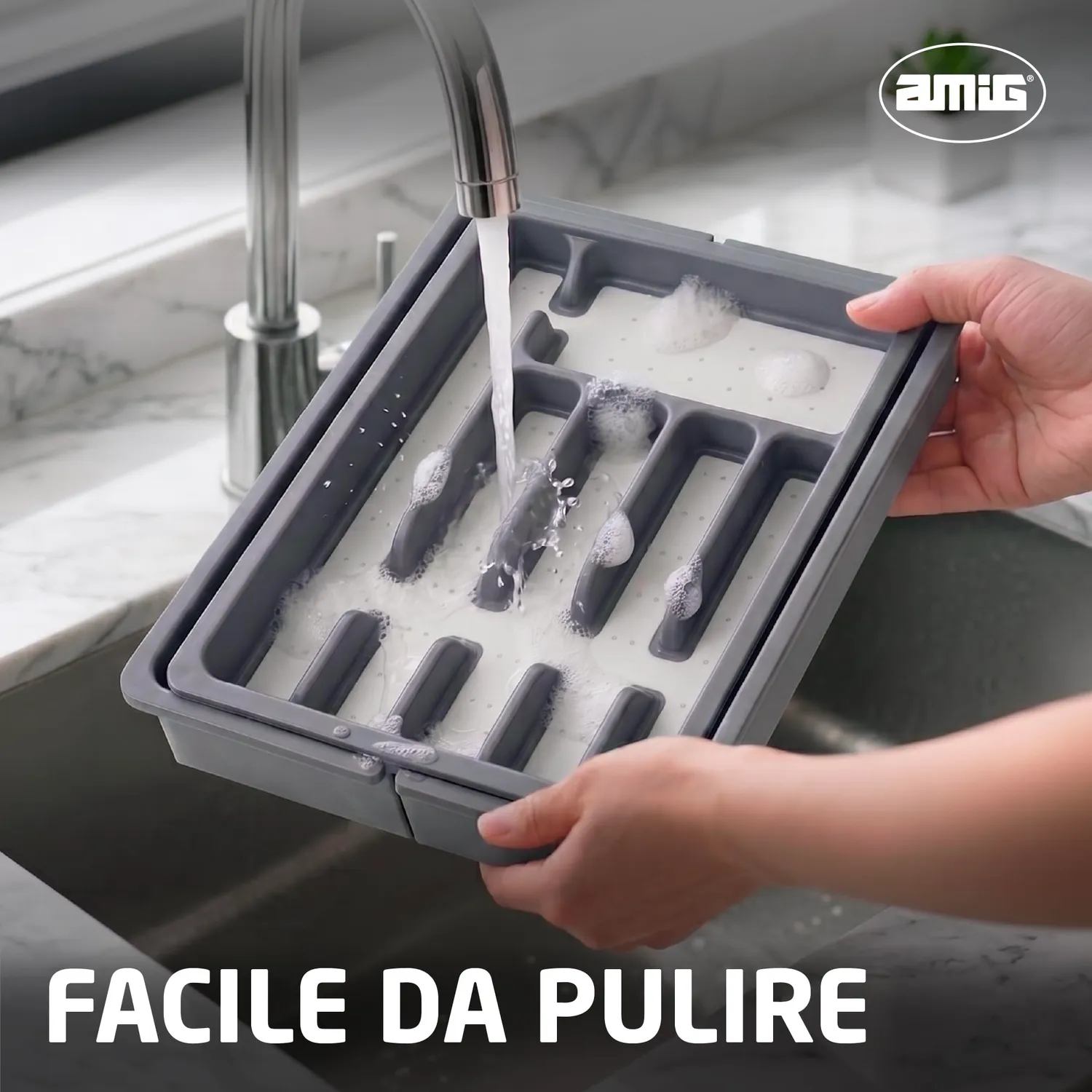 Amig Nibo portaposate estensibile da cassetto grigio