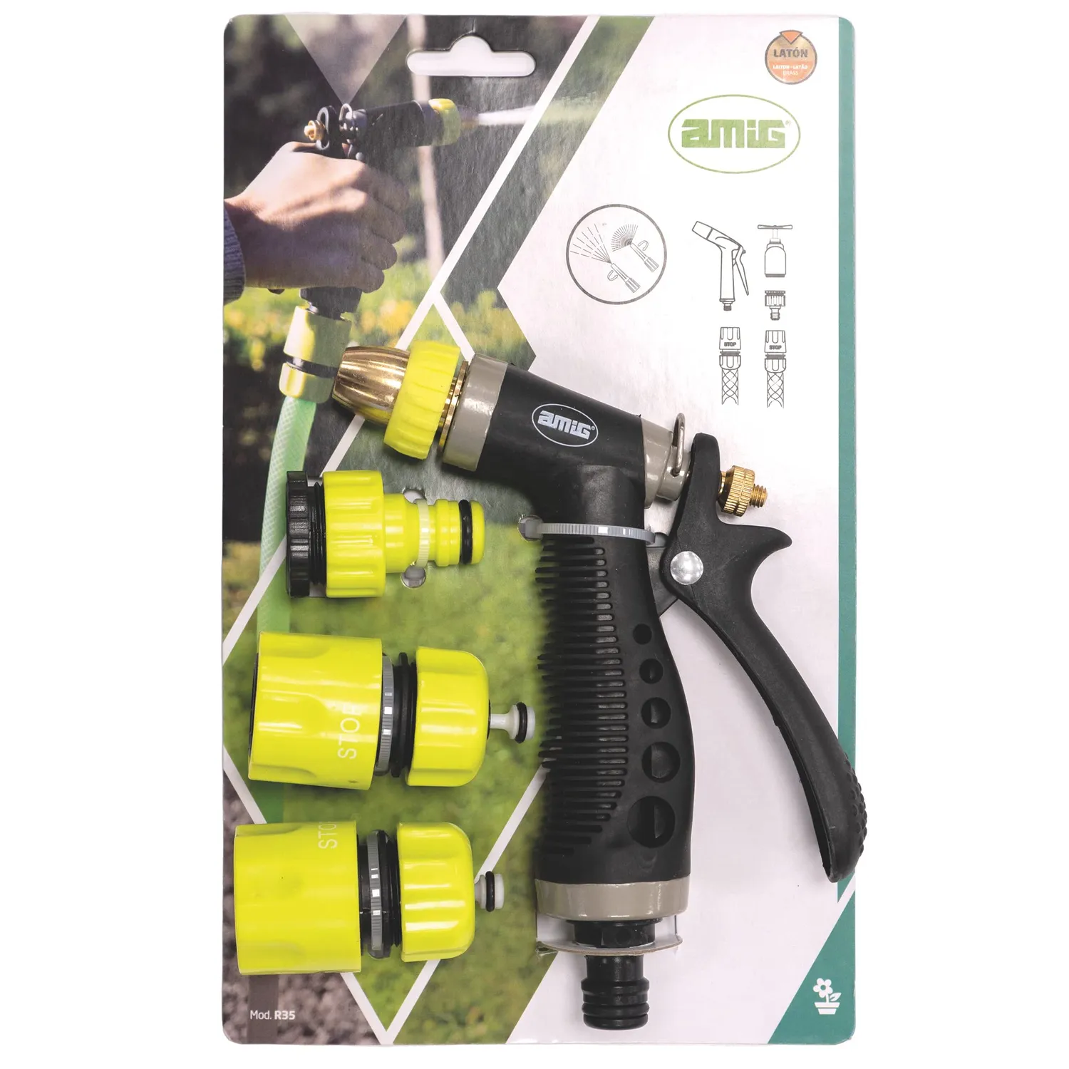 Amig kit irrigazione 4pz ottone regolabile 150 mm antigoccia