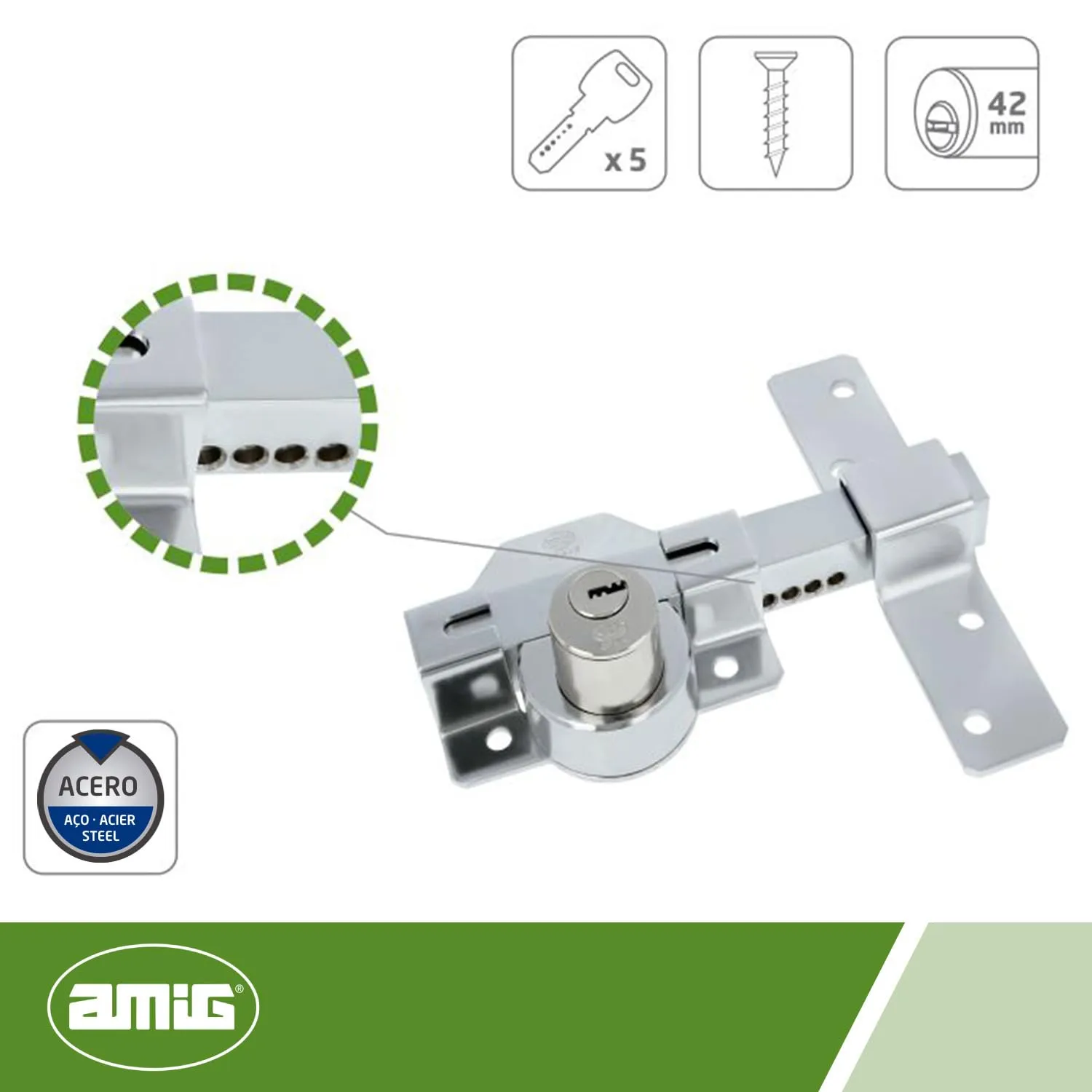 Amig serratura sovrapposta cromata 88x153 mm 34 mm