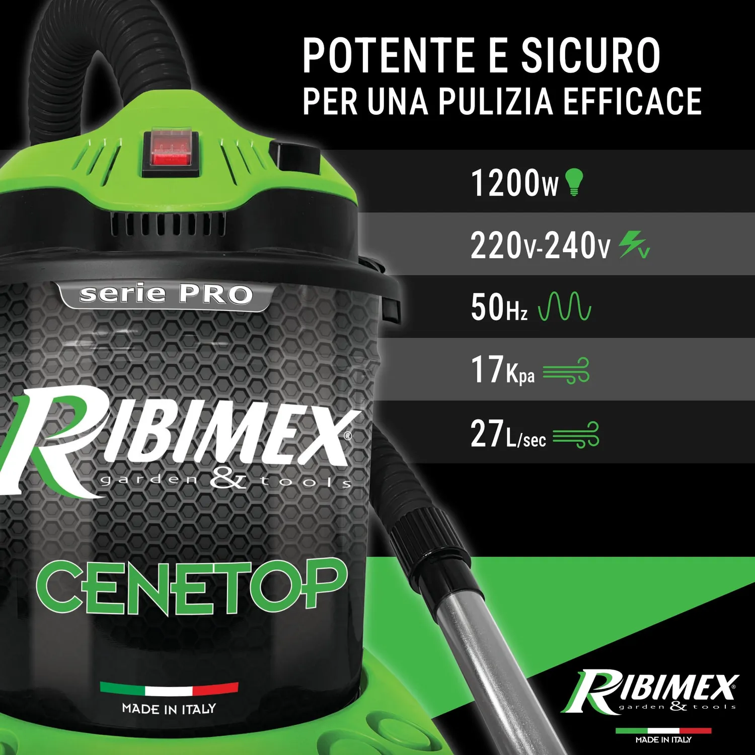 Ribimex Cenetop Pro aspiracenere 18 L 1200W soffiante