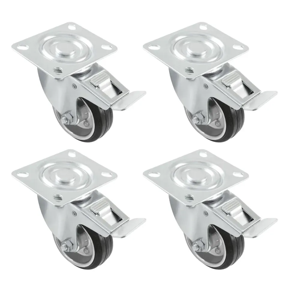 Amig Set 4 Ruote con Freno 125 mm 120 Kg Gomma