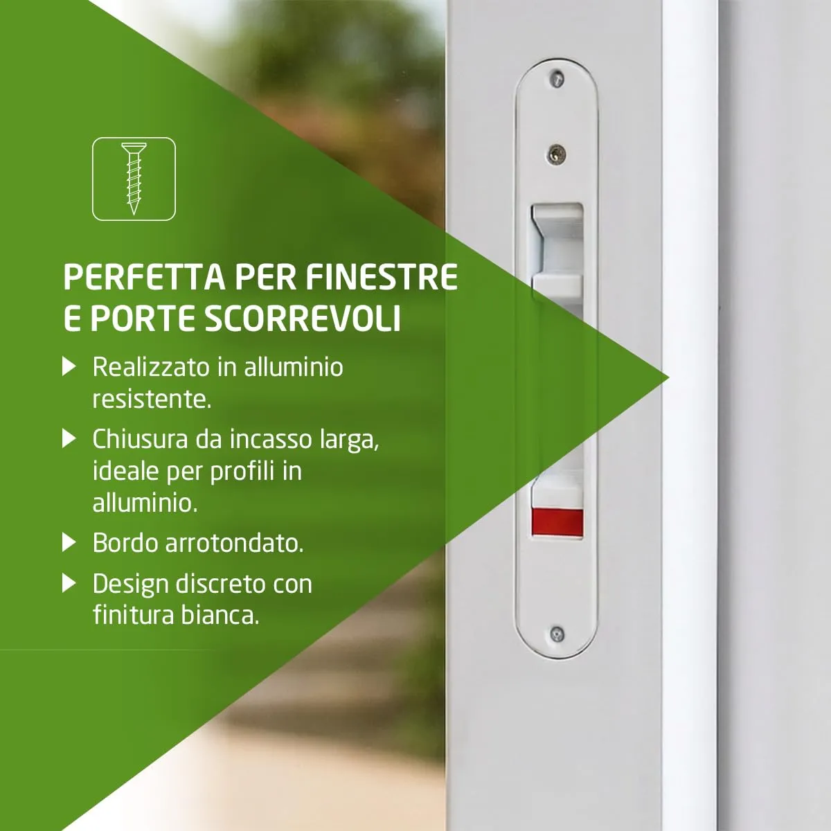 Amig serratura incasso 174 x 29 mm bianca alluminio