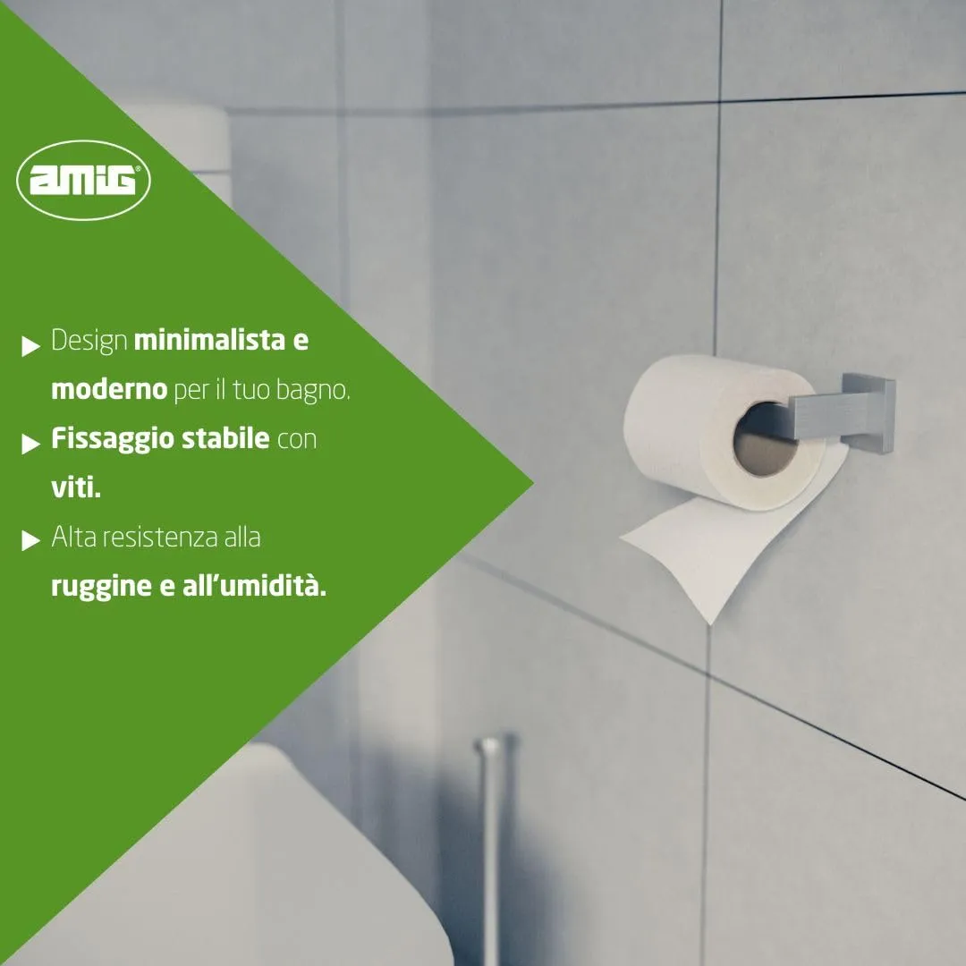 Amig Isla-3 Portarotolo Carta Igienica Argento Opaco