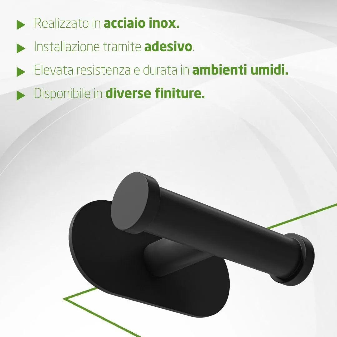 Amig Ea-5 Gancio Bagno Adesivo Nero Opaco Inox