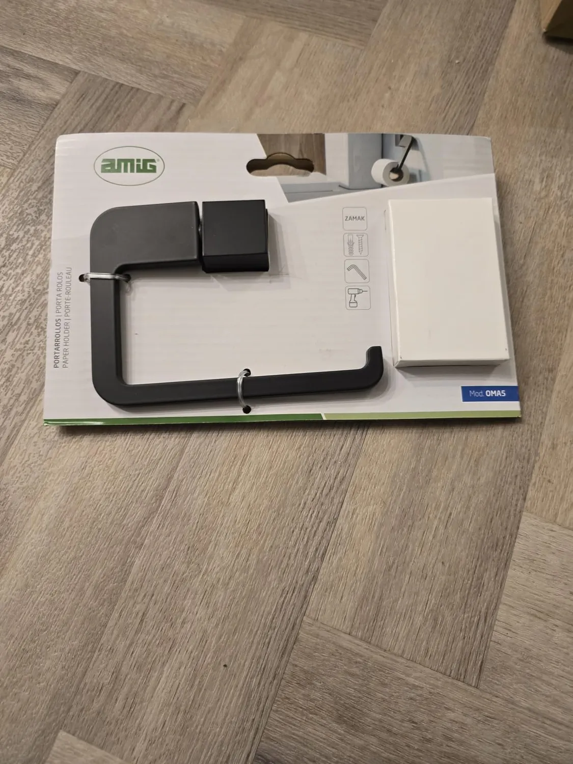 Amig Oma-5 portarotolo nero opaco senza coperchio
