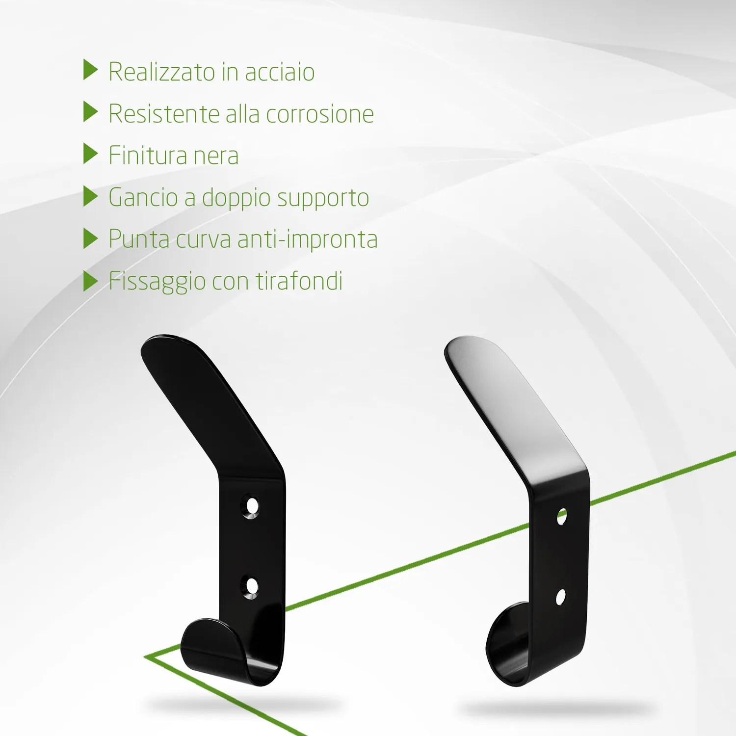 Amig CS35 appendiabiti da parete nero opaco acciaio