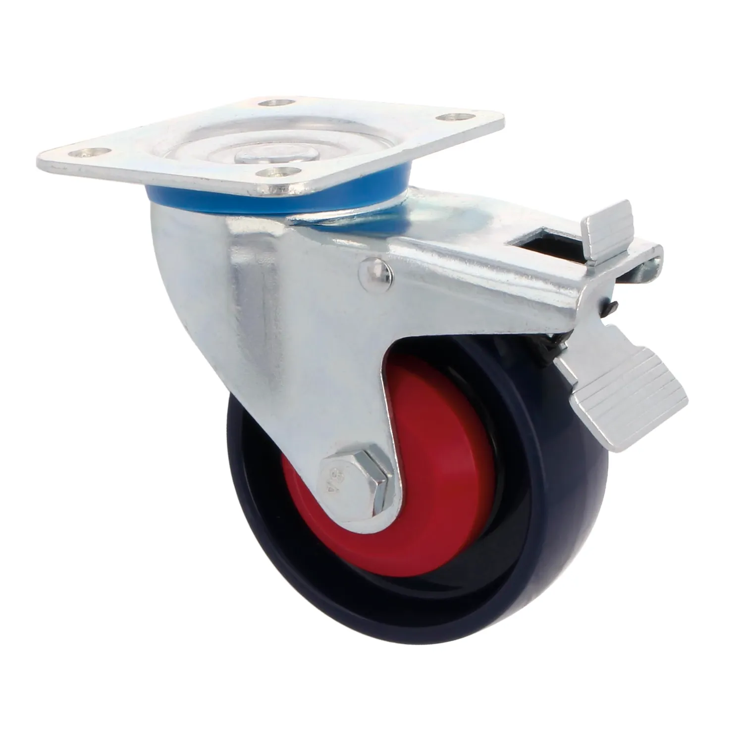 Amig Set 4 Ruote Ø 100 piastra con freno blu 250 kg