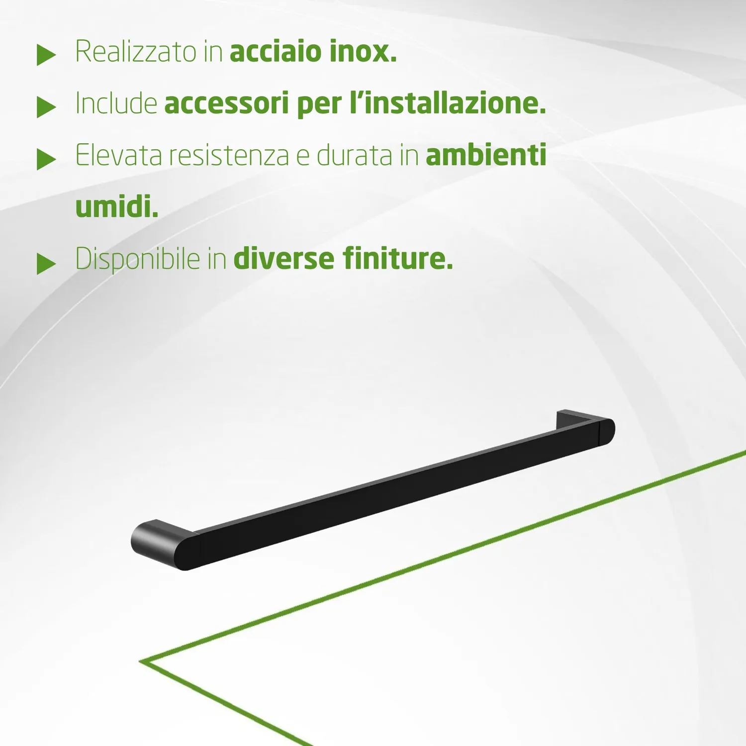 Amig Oma-2 portasciugamani semplice nero opaco 490 mm zamak