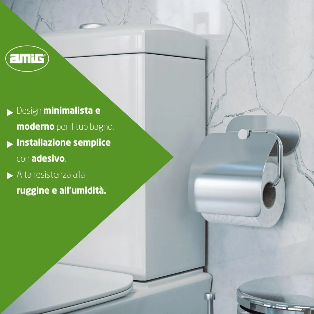 Amig Ea-4 portarotolo adesivo argento opaco inox