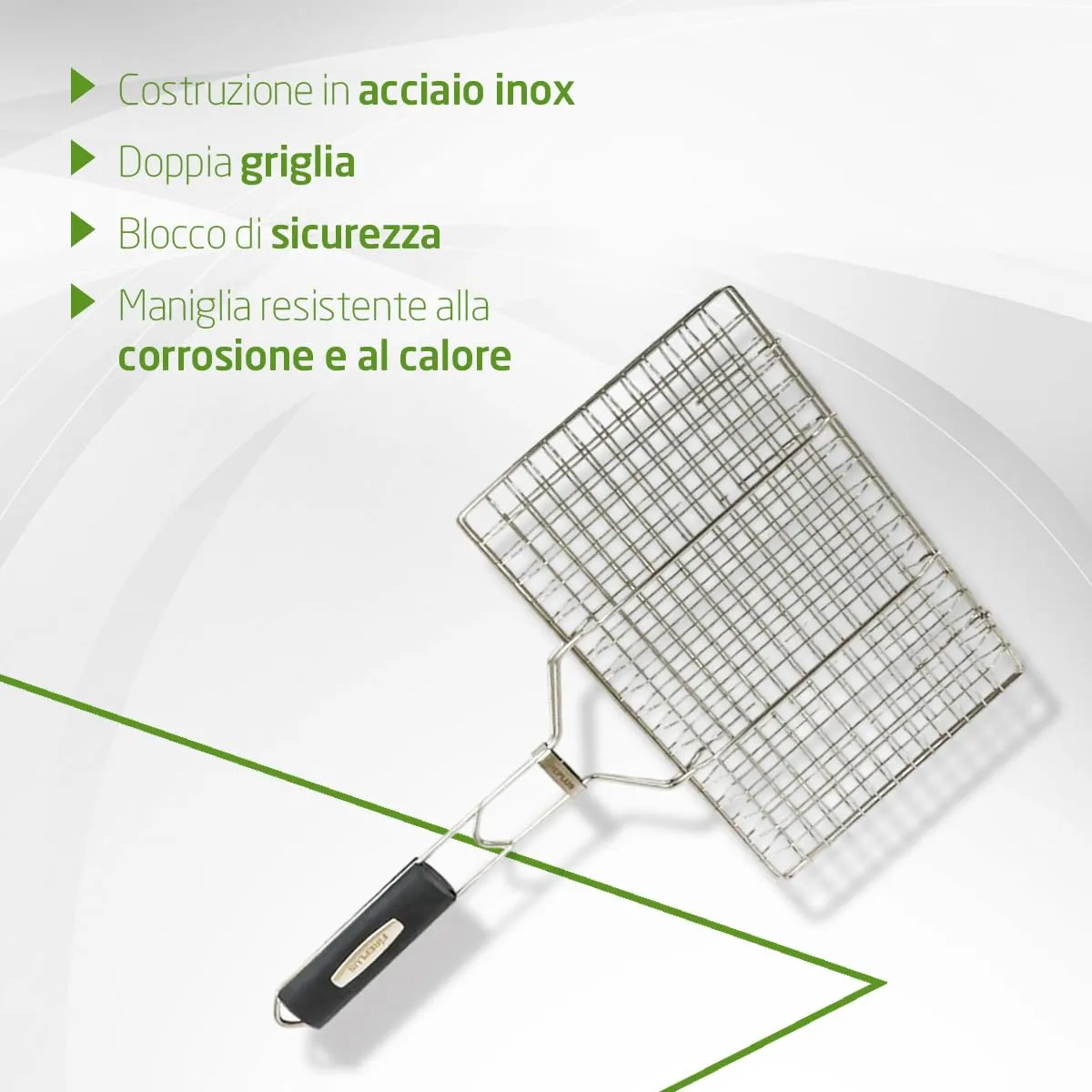 Amig Fireplus griglia barbecue doppia inox 32x21,5 cm