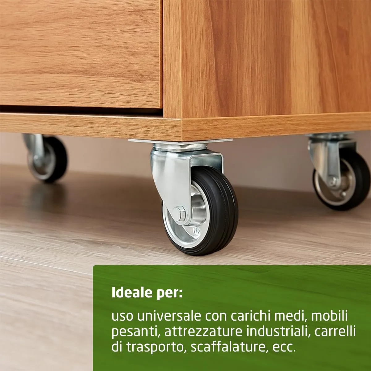 Amig set 4 ruote per mobili 100 mm gomma 90 kg