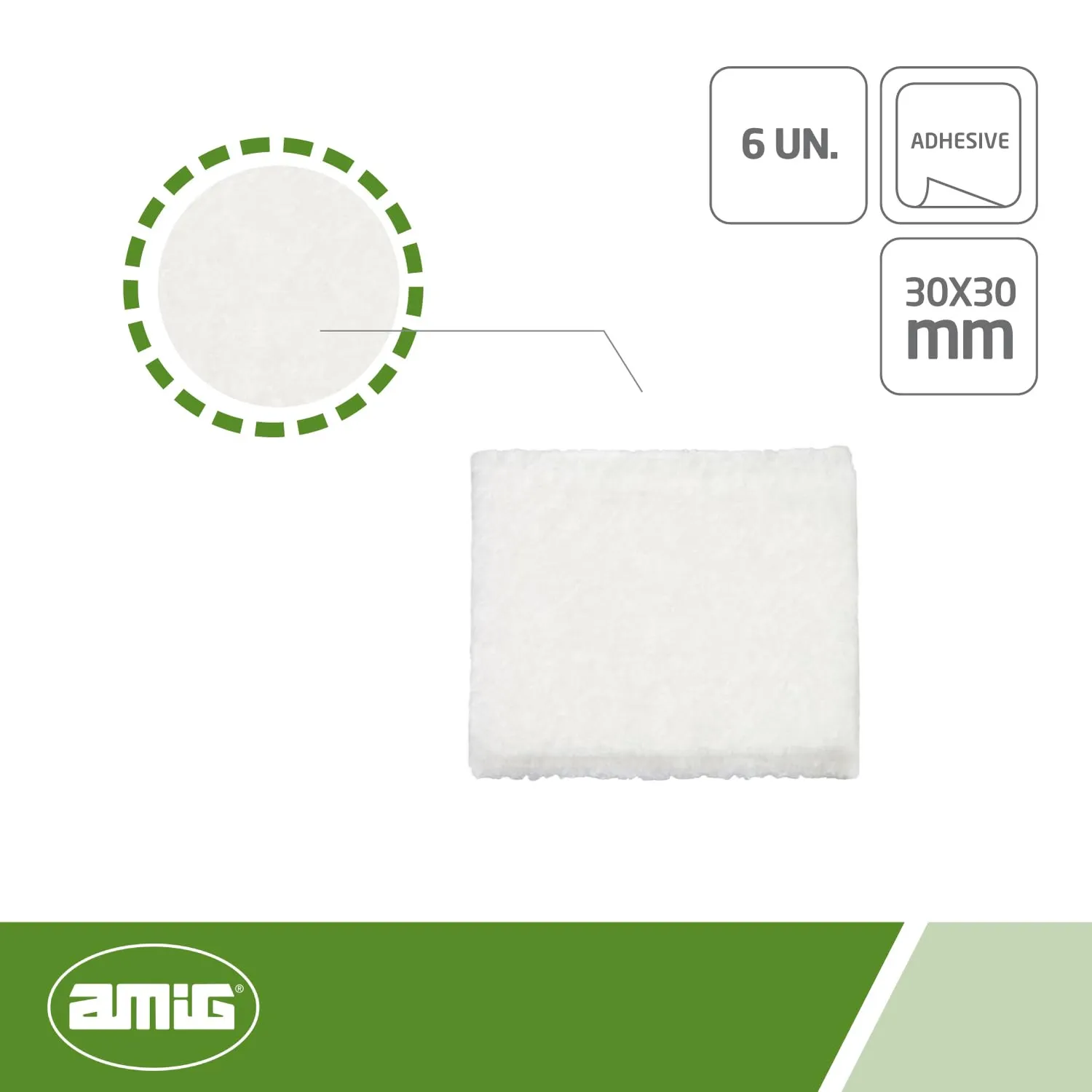 Amig Mod. 80 feltrino adesivo 30x30 mm bianco feltro