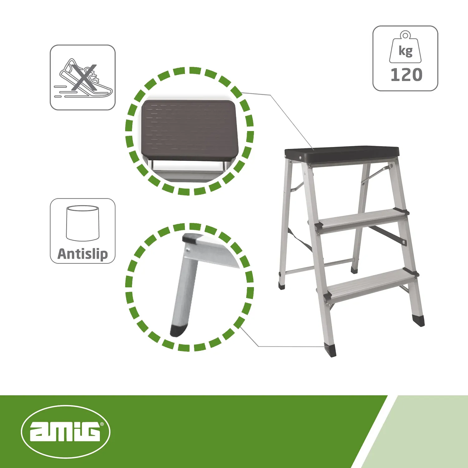 Amig 19504 sgabello alluminio 70 cm giardino