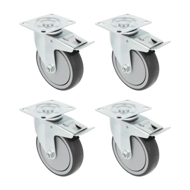 Amig Set 4 Ruote con Freno Piastra 100 mm 110 Kg Gomma