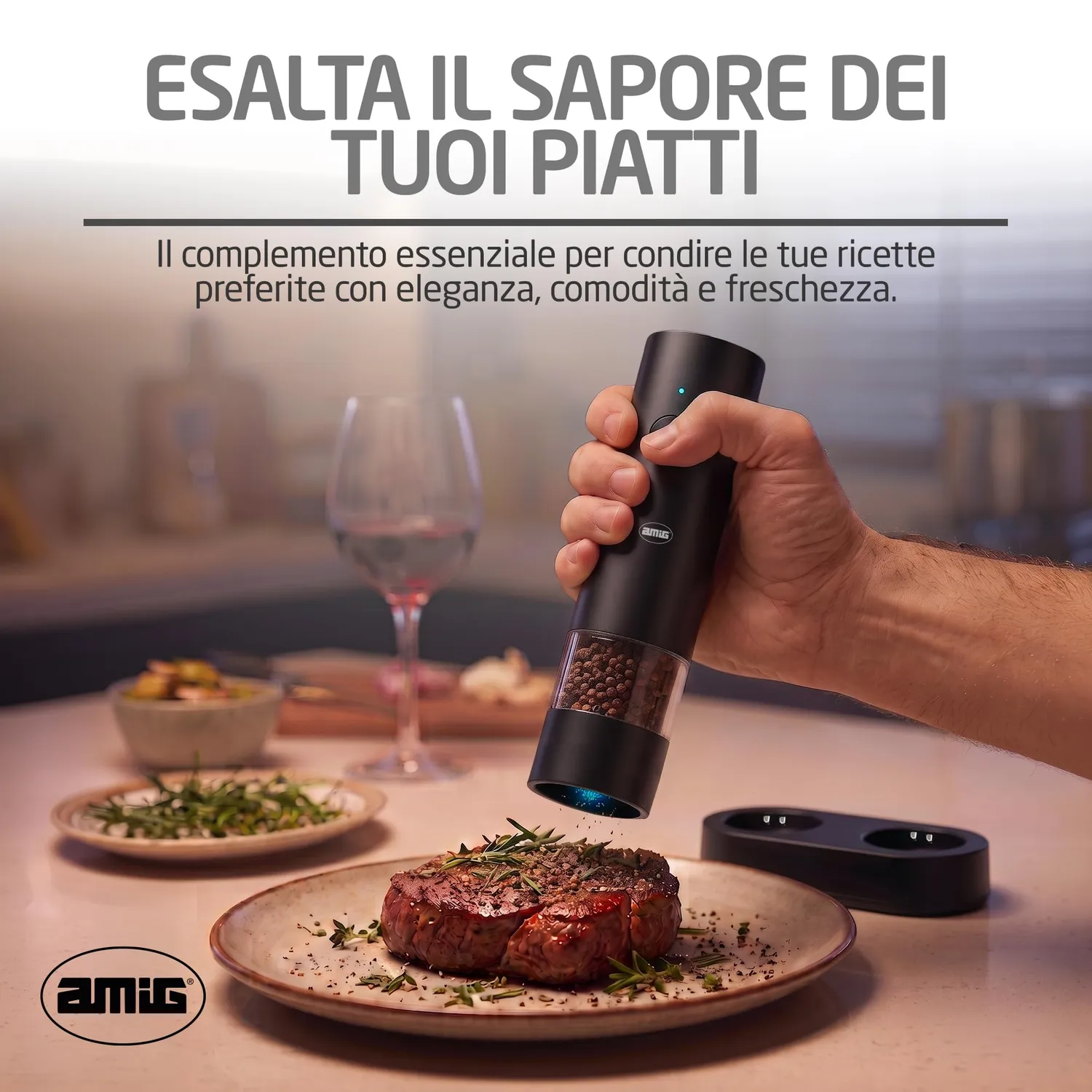 Amig set 2 macinini elettrici Maxi neri USB-C sale pepe