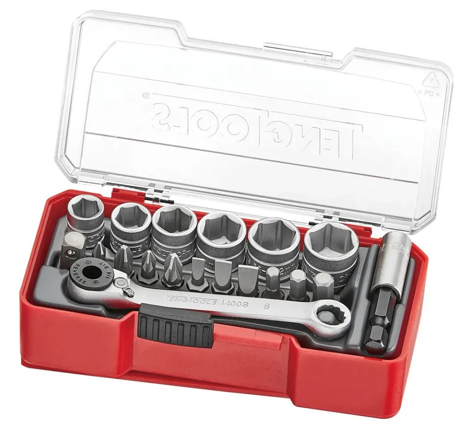 TengTools Set Bussole 1/4" 19 Pezzi con Clip Cintura