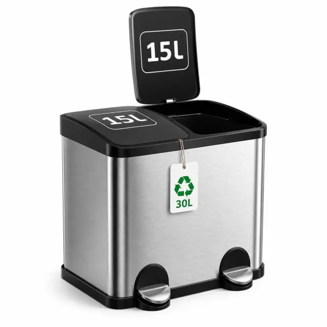 Amig Recik2 Pattumiera Doppia Pedale 2x15 L Inox Anti-impronta