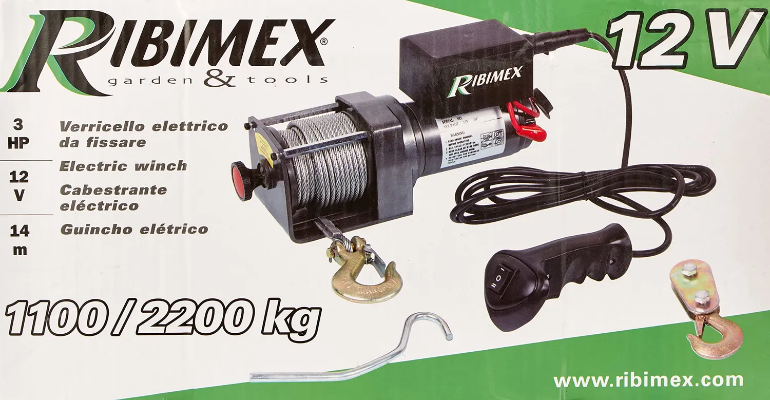 Ribimex PE12V/2500 verricello elettrico 12V 14 m 2200 kg