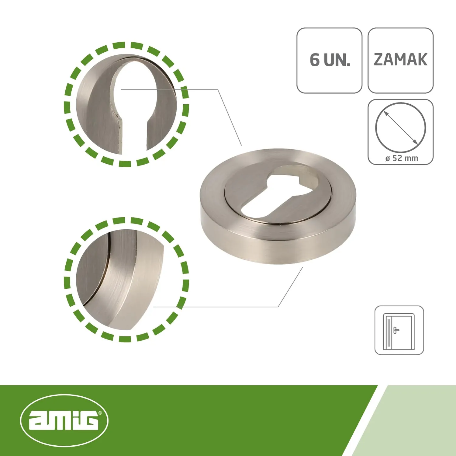 Amig 3Z Bocchetta Cilindro Europeo Tonda 52mm Cromo Opaco
