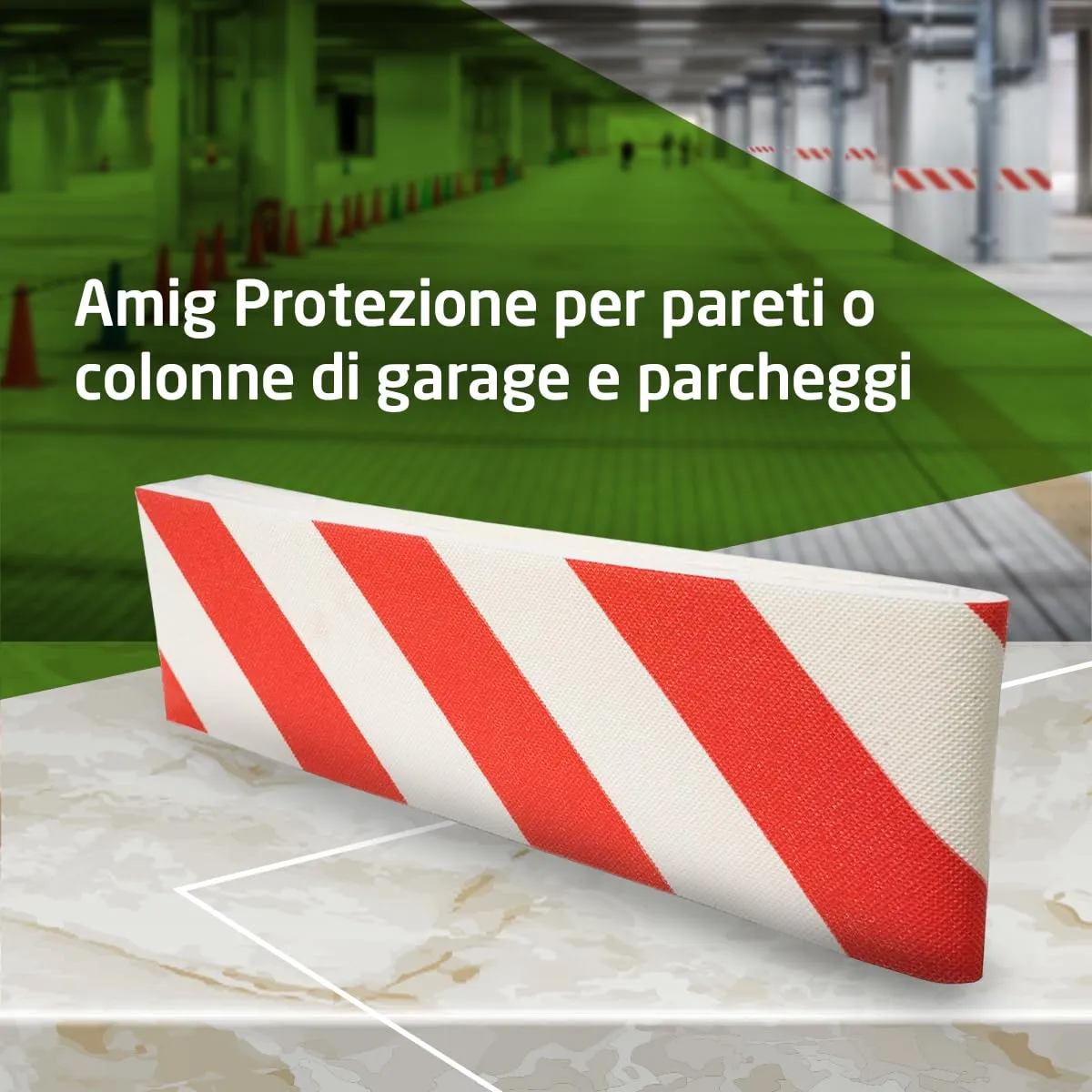 Amig protezioni colonne garage 50x24 cm paracolpi set 2 pezzi rosso