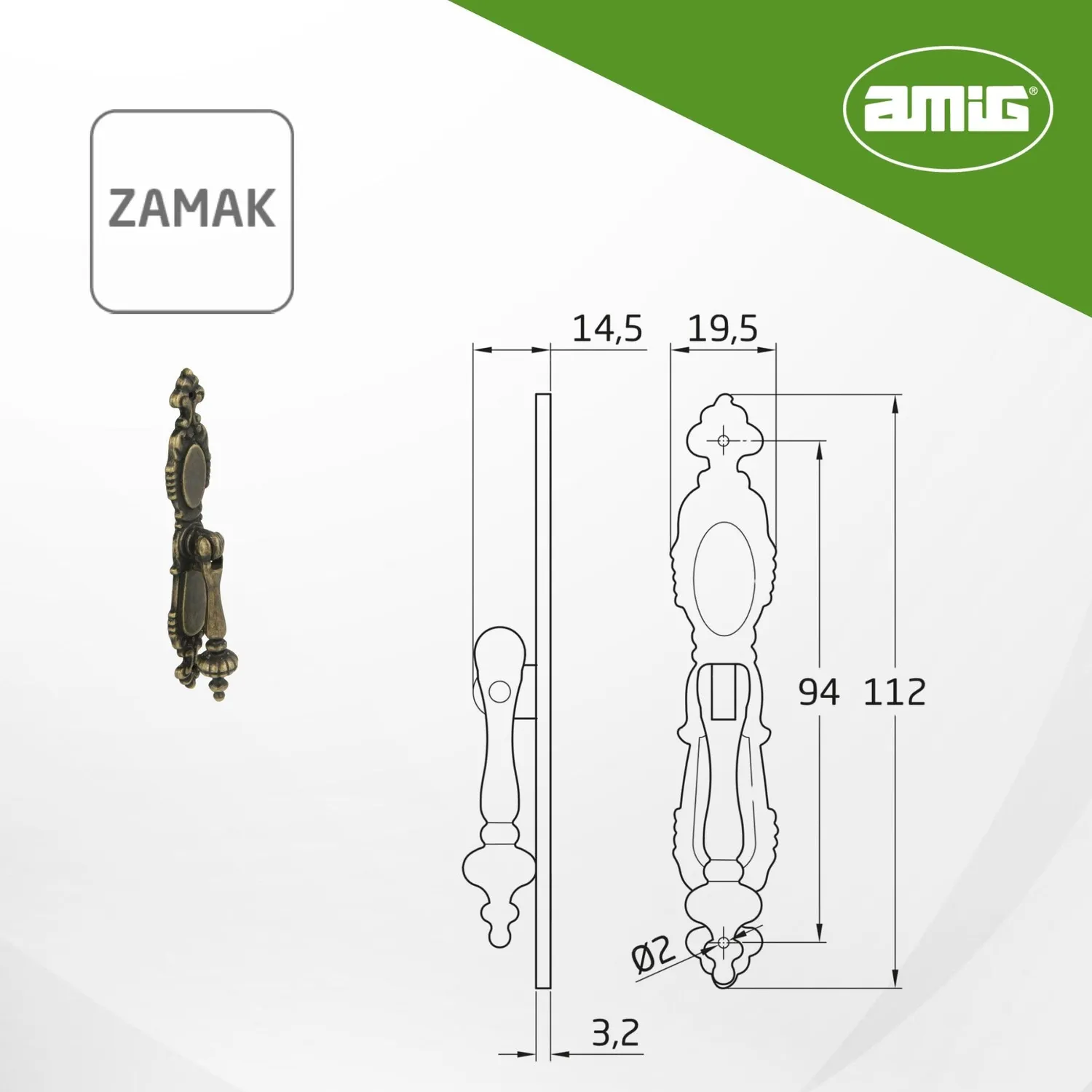 Amig 851 maniglie mobili 110 mm cuoio 10 pz zamak