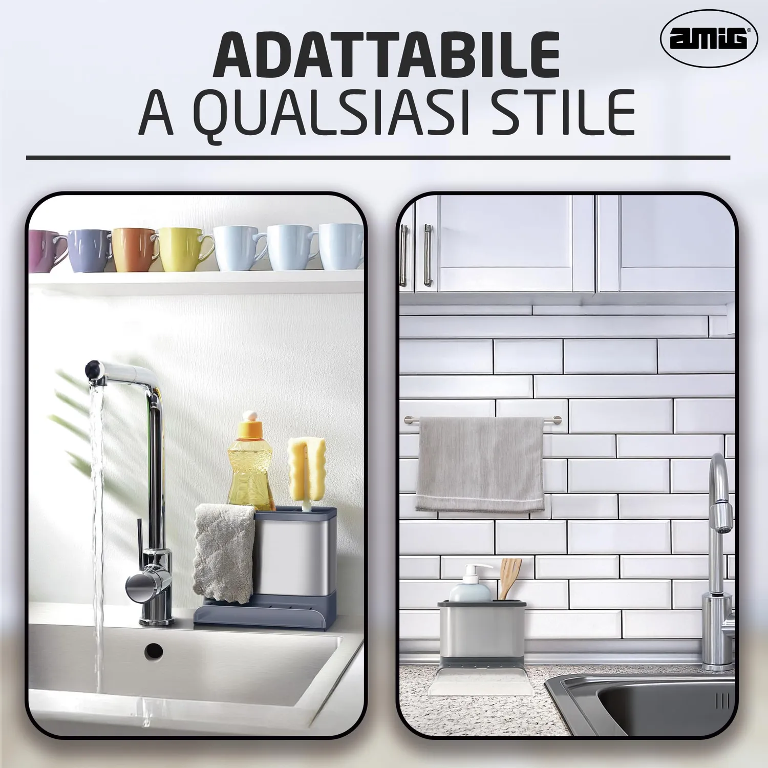 Amig Noxi organizzatore lavello grigio 15,4 cm