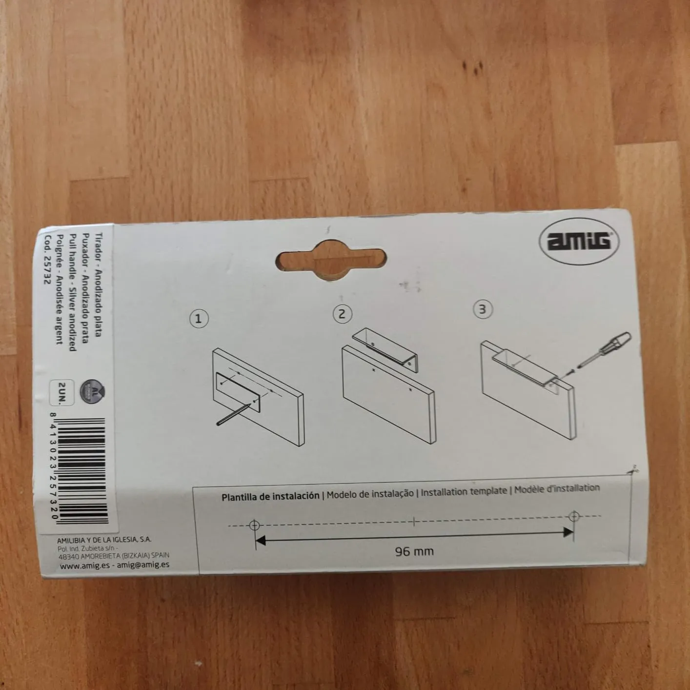 Amig 848 maniglie per mobili 160 mm argento 2 pz alluminio