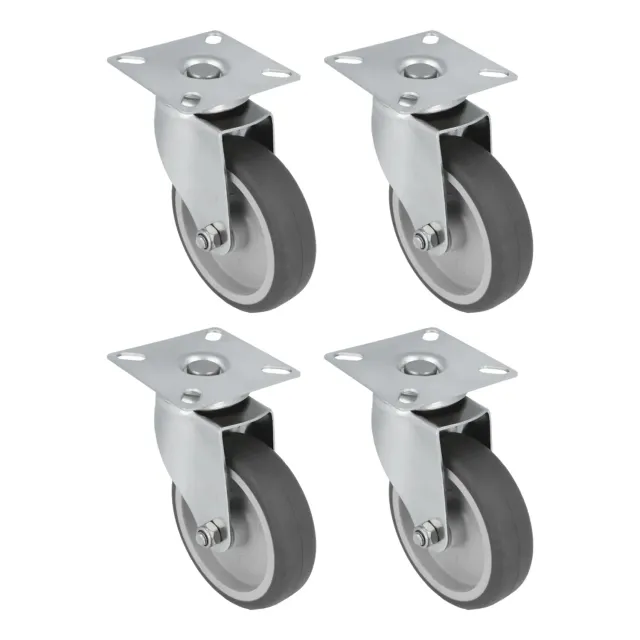 Amig Set 4 Ruote Inox Ø 100 mm Gomma Nera 90 kg