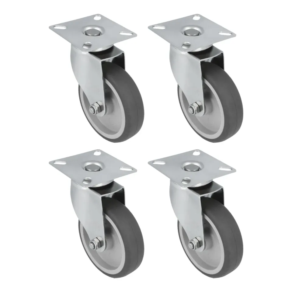 Amig Set 4 Ruote Inox Ø 100 mm Gomma Nera 90 kg