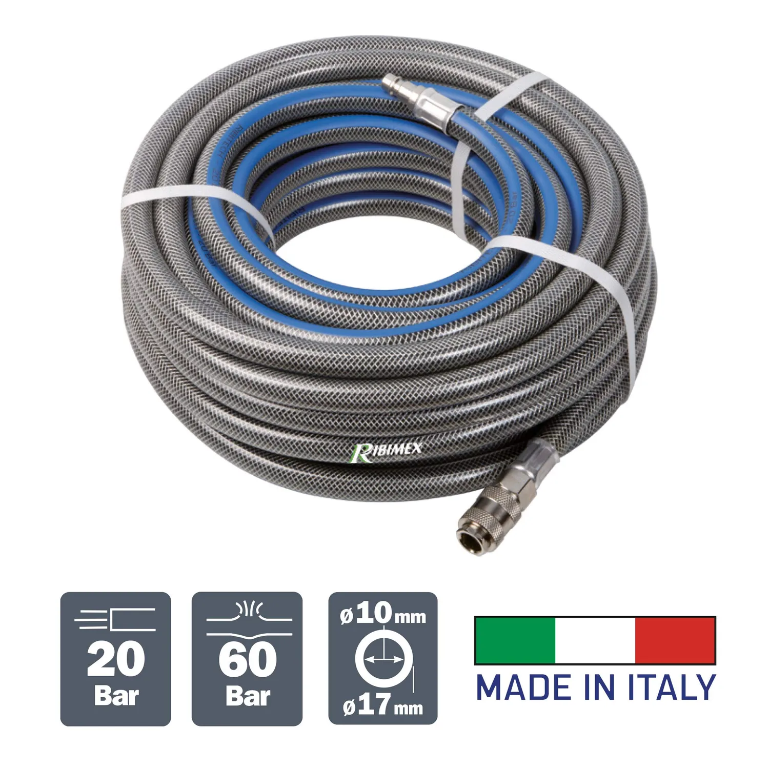 Ribimex tubo aria compressa PVC 15 m 20 bar 10x17 mm