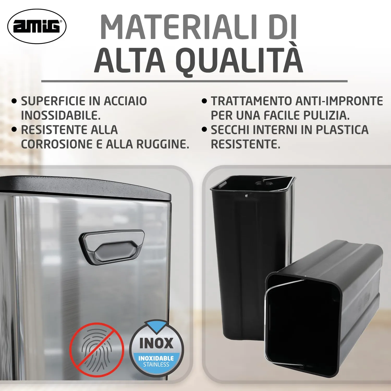 Amig Recik Evo pattumiera doppia 40 L inox 2x20 L con pedali