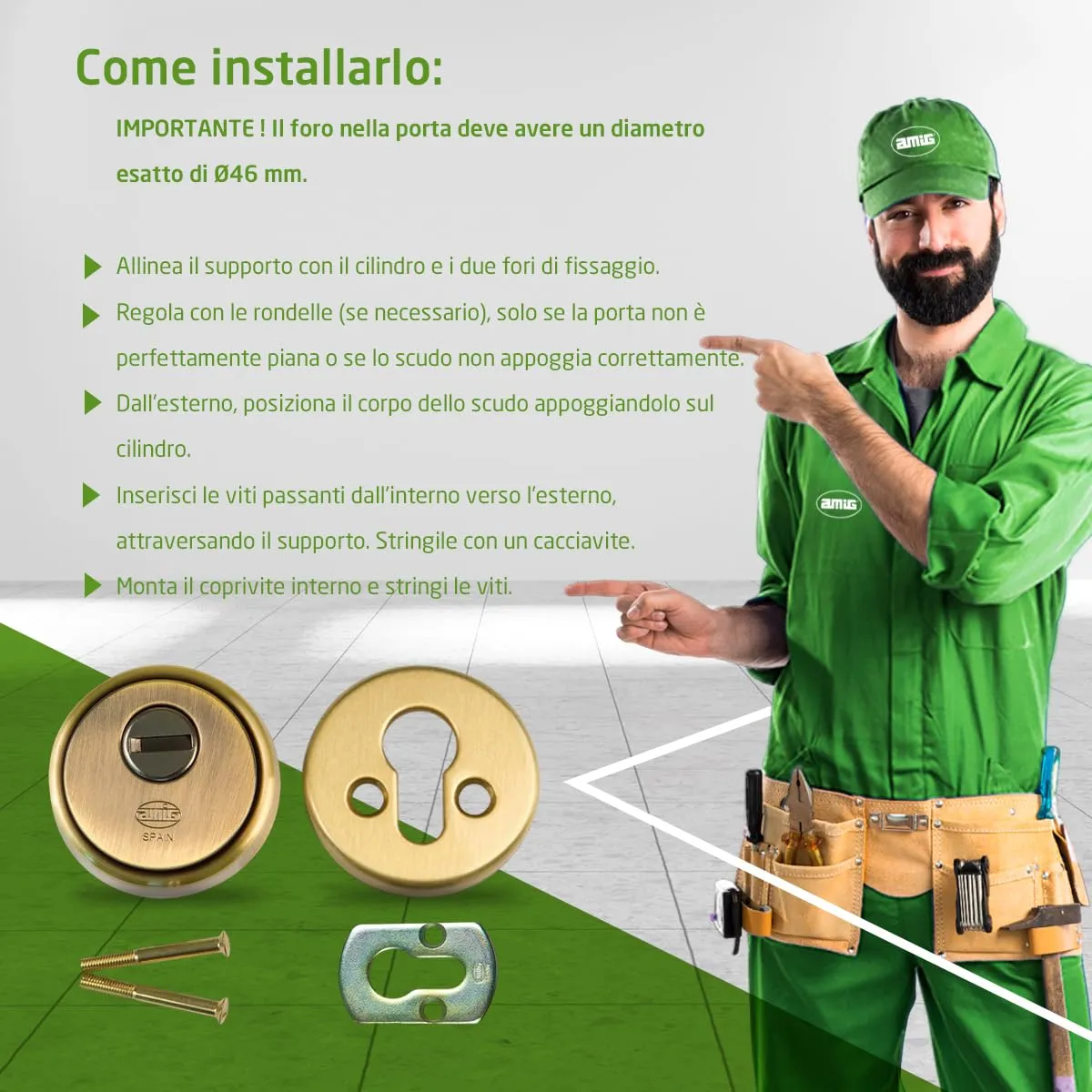Amig 31 Defender Cilindro Europrofilo Ø65 mm Ottone