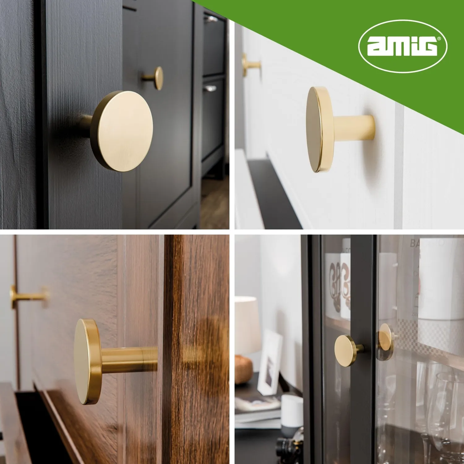 Amig 802 pomelli mobili Ø35 mm oro spazzolato 10 pz