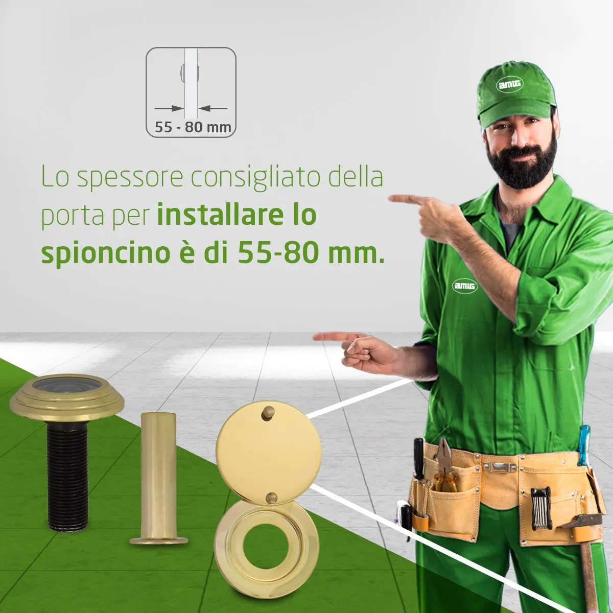 Amig Spioncino Porta Grandangolare 55-80 mm Ottone