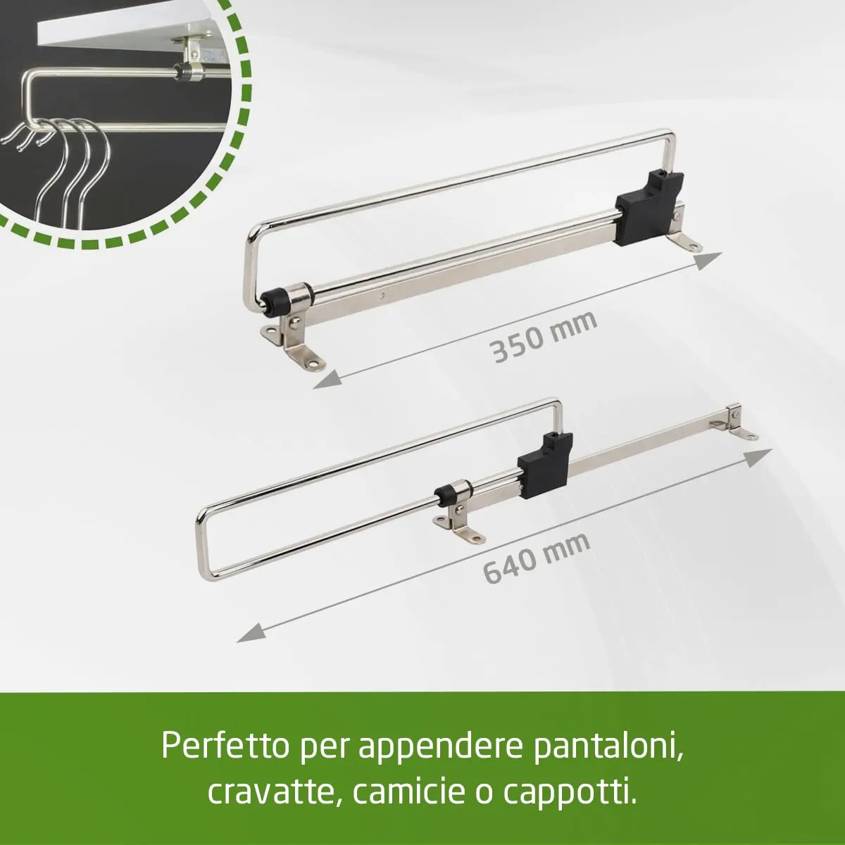 Amig Appendiabiti Estraibile 35cm Acciaio Argento