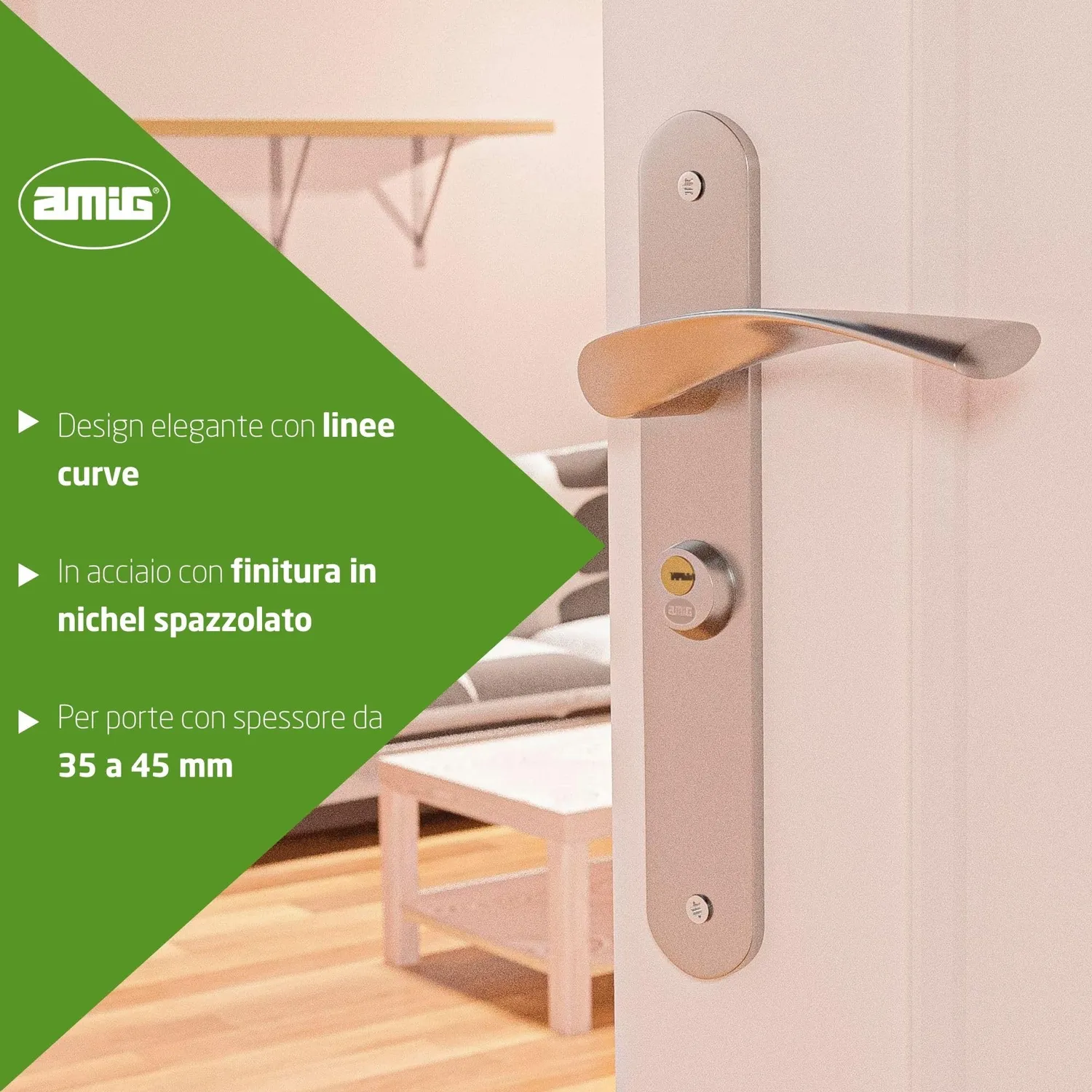 Amig Ishi 46 Maniglia Porta Destra Nichel 240x45 Chiavi