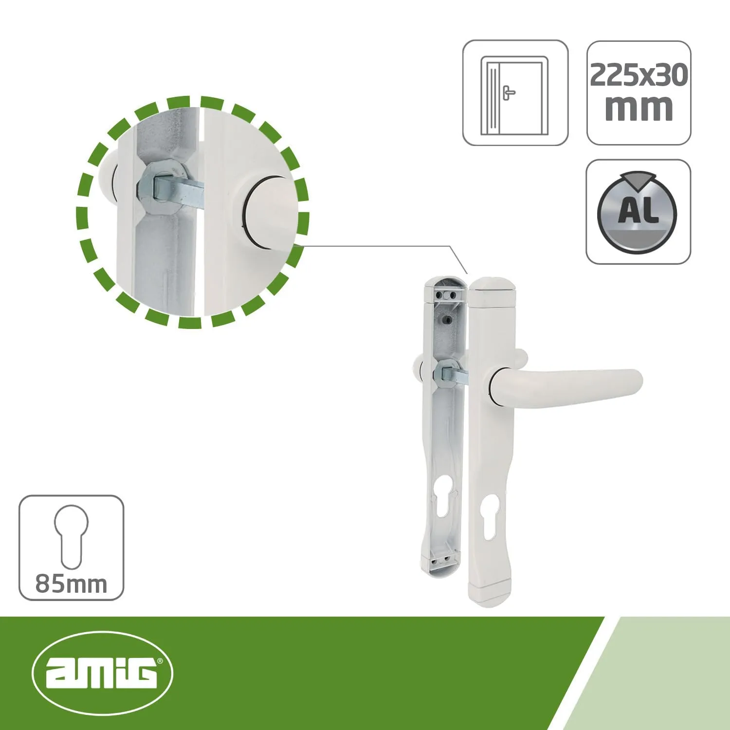 Amig maniglie porta interna alluminio bianco 225x30 mm