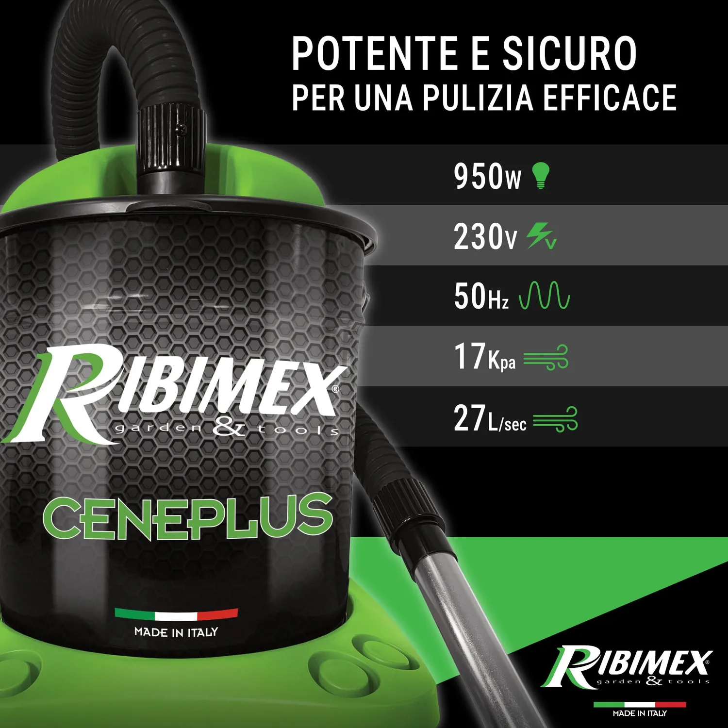Ribimex Ceneplus Aspiracenere 950W 18L con Soffiante