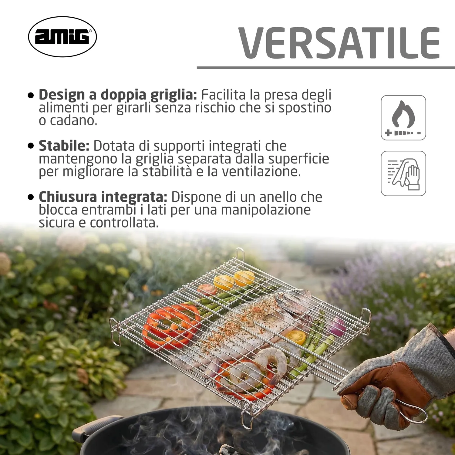 Amig AM24 griglia barbecue 40x40 cm acciaio